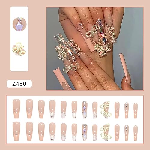 Miniatura 7 de Uñas postizas a presión de longitud cuadrada larga, cobertura completa, reutilizables, uñas postizas de bailarina, uñas adhesivas con diseños de