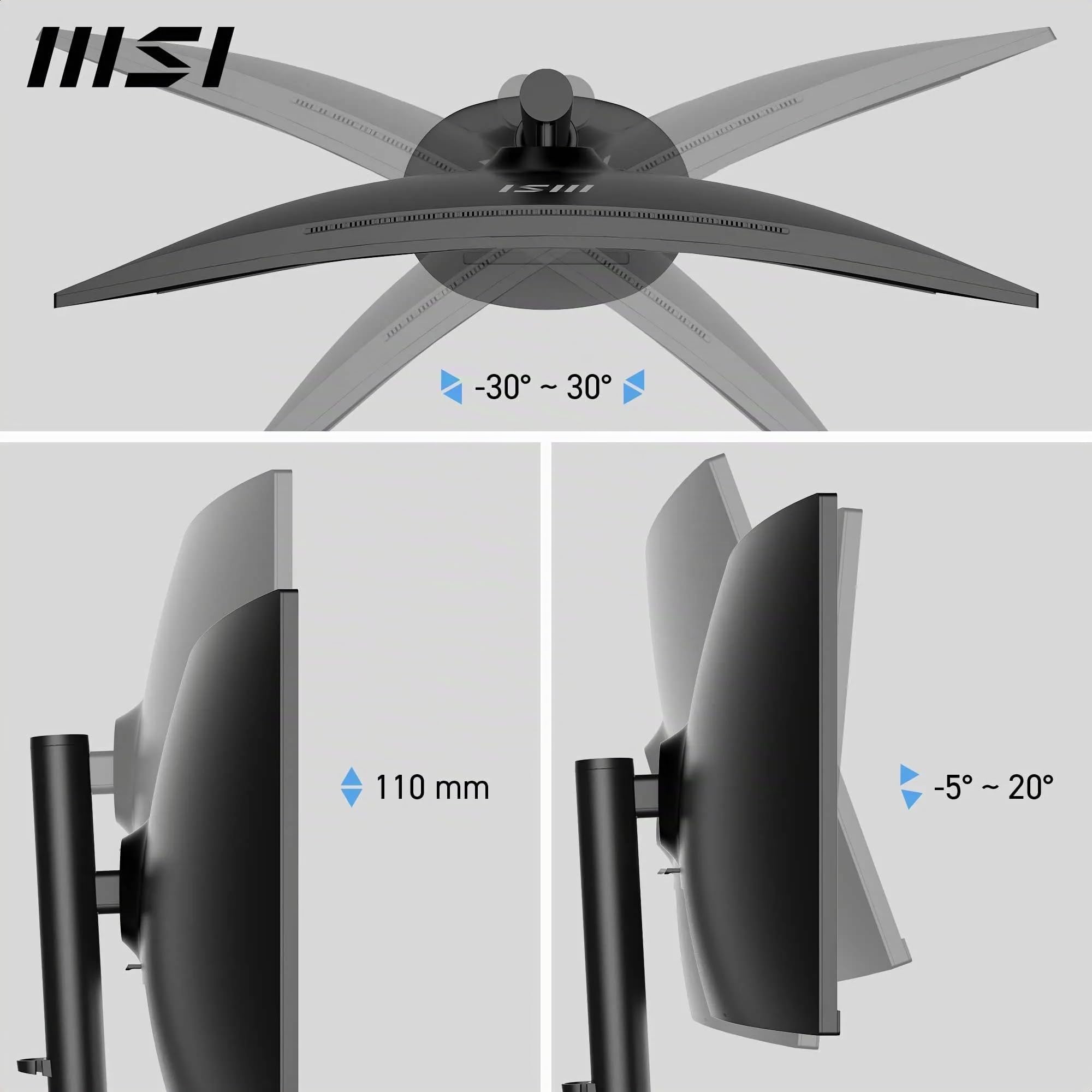 msi Modern MD342CQP Monitor Curvo 34” UWQHD 1500R – Pannello VA 3440 x 1440, KVM, PIP/PBP, Ampia gamma colori, Altoparlanti integrati, Regolazione in 3 direzioni – HDMI 2.0b, DisplayPort 1.4a