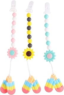 SECFOU 3 Pçs Mordedor Chupeta Do Bebê Clipe Chupeta Molar Mordedor De Silicone Contas De Dentição Mordedor Do Bebê Corrente Sílica Gel Ferramenta Apaziguar Chupeta Do Bebê Mordedor De