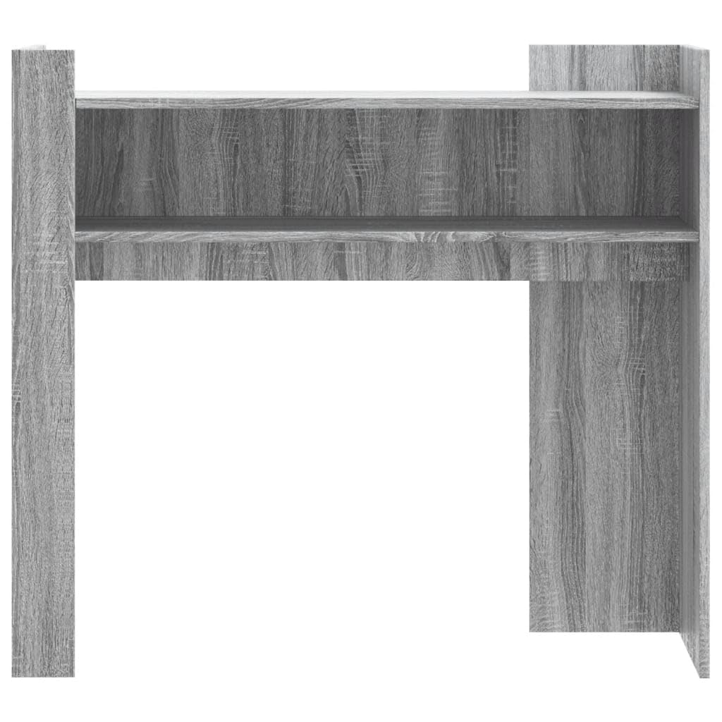 Mesa consola clásica de madera para salón y pasillo con práctico espacio de almacenamiento y soporte de pared, color gris, 100 x 35 x 90 cm