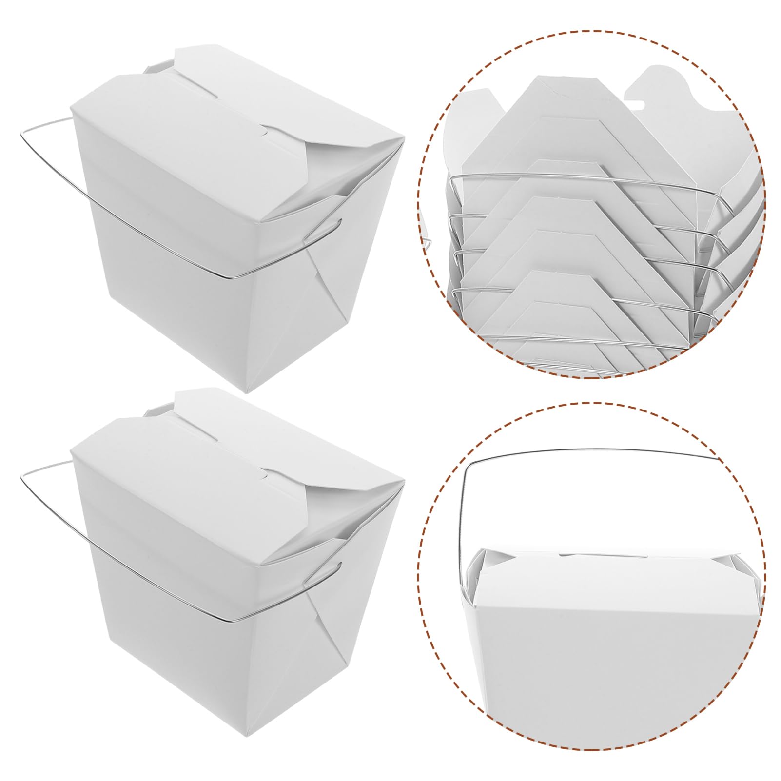 PRETYZOOM 50stücke Chinesische Papierbehälter Zum Mitnehmen Verpackungsboxen Mit Drahtgriff Für Warmes Und Kaltes Gericht Restaurantzubehör