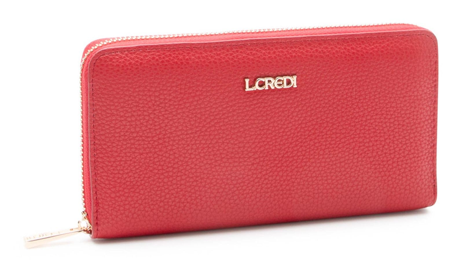 L.CREDI Geldbörse Perla Zip Around Wallet Red rot