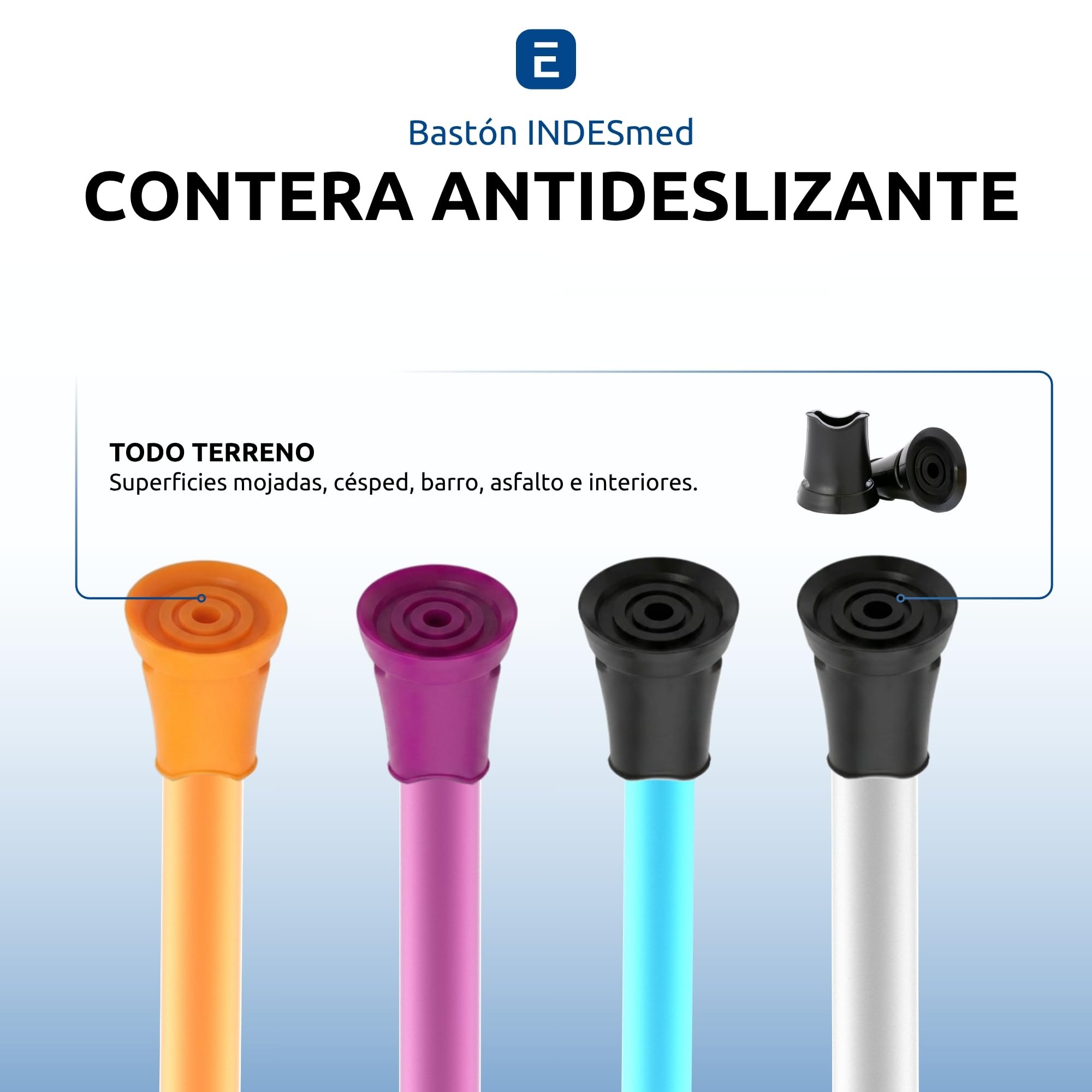 INDESmed | Bastón de Aluminio Aeroespacial 100% Ultraligero - Patentado - Ajustable milimétricamente, Ultrarresistente, Mango ergonómico Anti-tendinitis, Ortopédico-Diseñado en España (Gris, L)