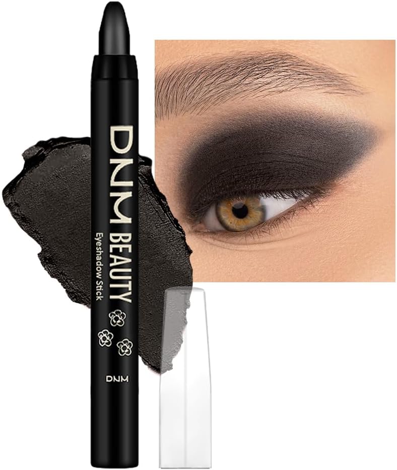 evpct Black Matte Cream Eye Shadow Sticks Brightener Pencils for Women, Long Lasting Silky Eyeshadow Applicator Stick Pen Waterproof, Blendable Crease-Proof Stick Eyeshadow Matte Black Eye Makeup 56
