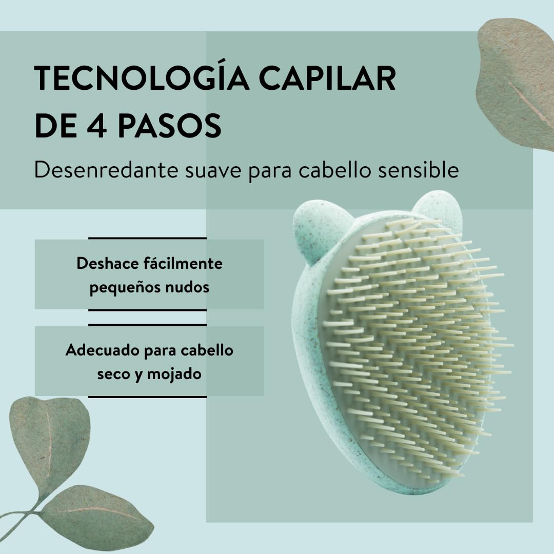 PARSA Beauty Nature Kids cepillo pelo Koala – Peine antitirones sin mango 3D de paja de trigo – Cepillo capilar neutro en carbono para niños sin tirones – Cepillo capilar para niños