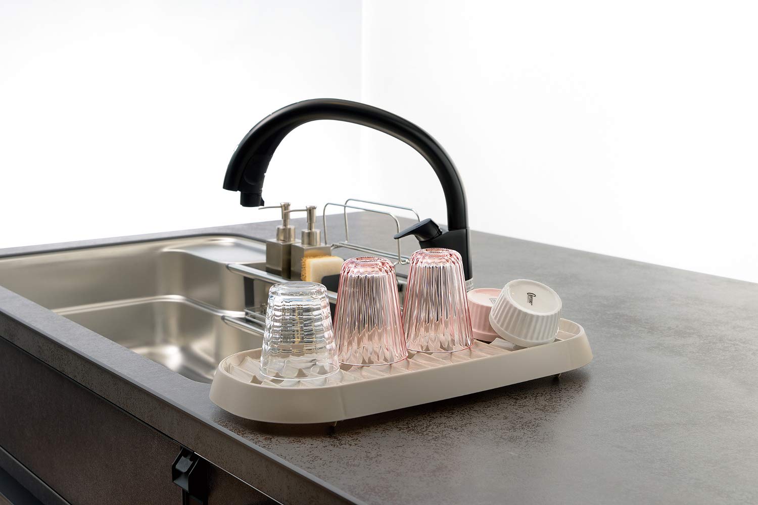 Richell 111815 Clace Tray Slim Drainer Tray Kitchen Sink Beige