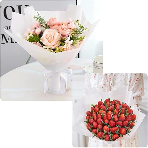 Miniatura 4 de BEISHIDA 20 piezas de papel de regalo floral blanco mate impermeable para suministros de floristería, manualidades, embalaje de regalo, boda, regalo