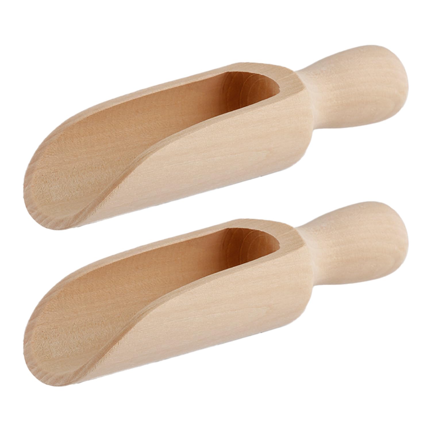 Tabanzhe 2 Pcs Wooden Scoops 140mm Large Wood Spoons for Salt, Flour, Coffee Beans, Sugar, Bath Salts and Tea Powder,Kitchen Scooper for Spices and Dry Goods