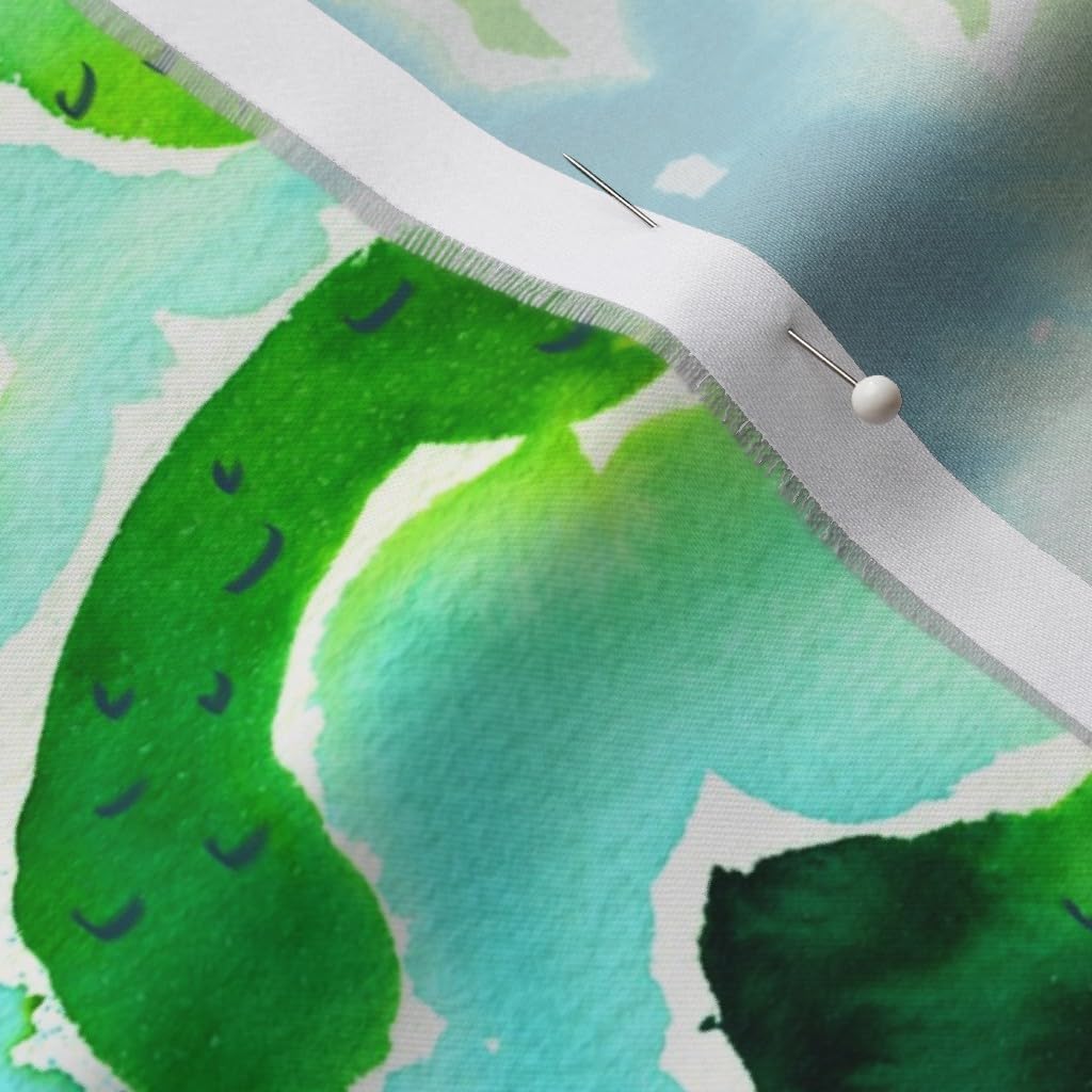 Spoonflower Fabric - Pickle Pickles Pickled Cucumbers Jars Watercolor Green Kitchen Decor Printed on Organic Cotton Sateen Fabric by The Yard - Sewing Quilting Apparel Home Decor