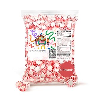 Cheris Kitchen Corner Starlight Peppermint Mints of Breath Mints- Bulk Individually Wrapped Peppermint, White, 5 Pound Pack of 1