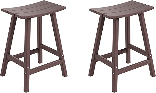 Miniatura 75 de Costaelm Juego de 2 taburetes de bar para todo tipo de clima, 29 pulgadas de altura, taburetes de bar Adirondack de polietileno para patio, terraza,