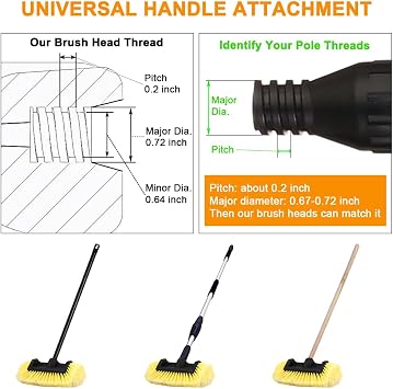 CARCAREZ 10 Car Wash Brush Head with Soft Bristle for Auto RV Truck Boat Camper Exterior Washing Cleaning, Yellow (1, 10 PRO MAX)