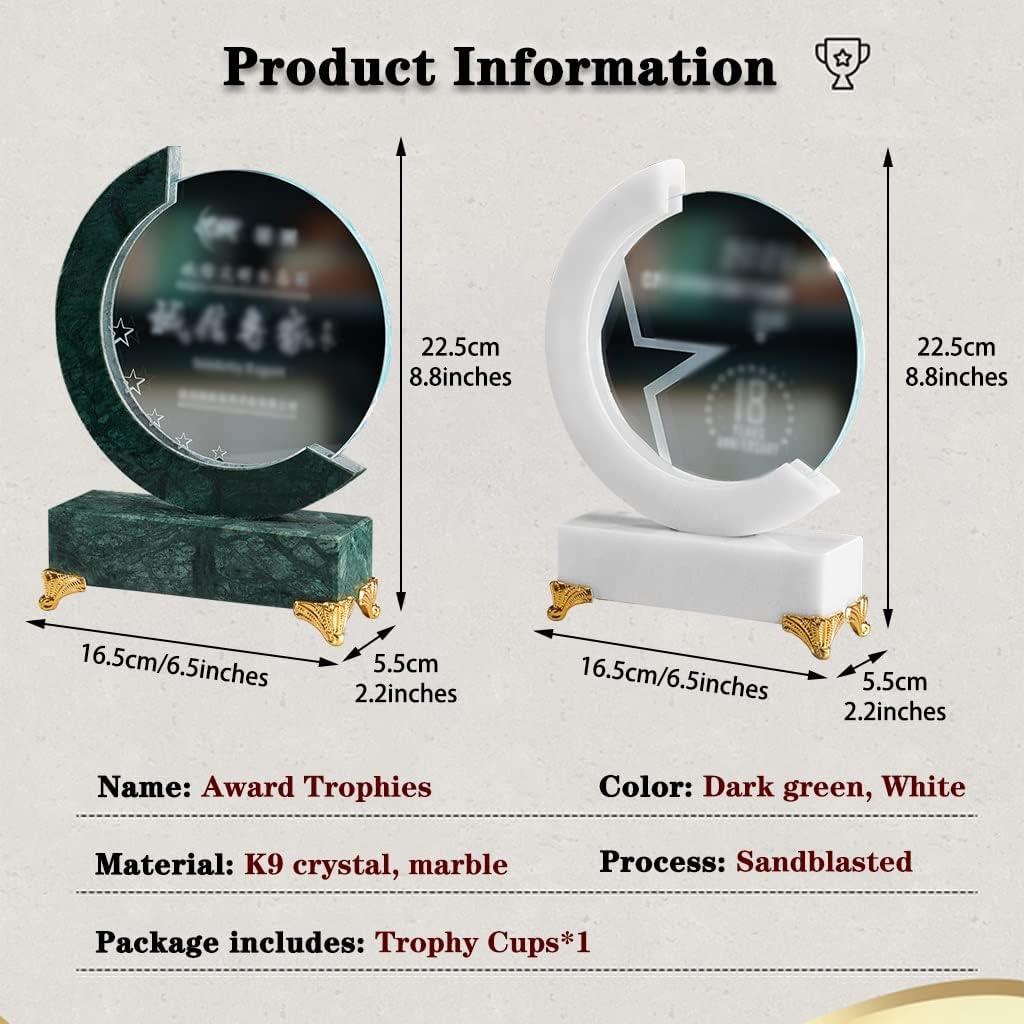 トロフィー 創造的な丸い大理石のテクスチャトロフィー、 透明なK9クリスタルデスクトップオーナメント、 ゴールドのフットサポートを備