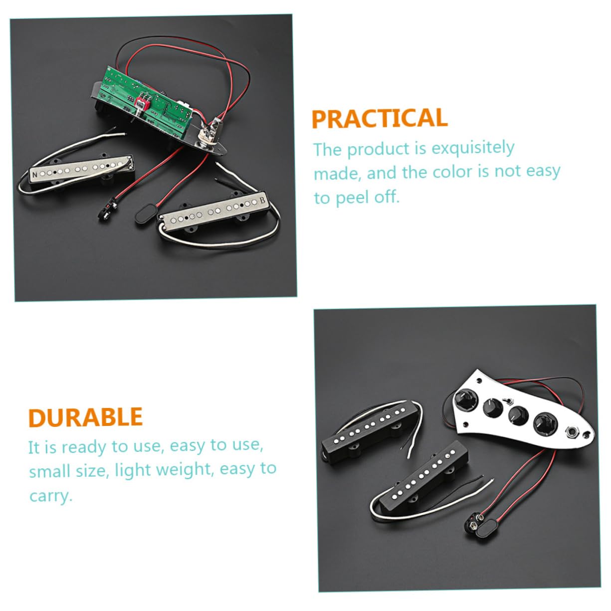 BESTonZON Set di Pickup per Basso Jb a 5 Corde Humbucker per Basso Elettrico in Ferro Argento Facile da Installare