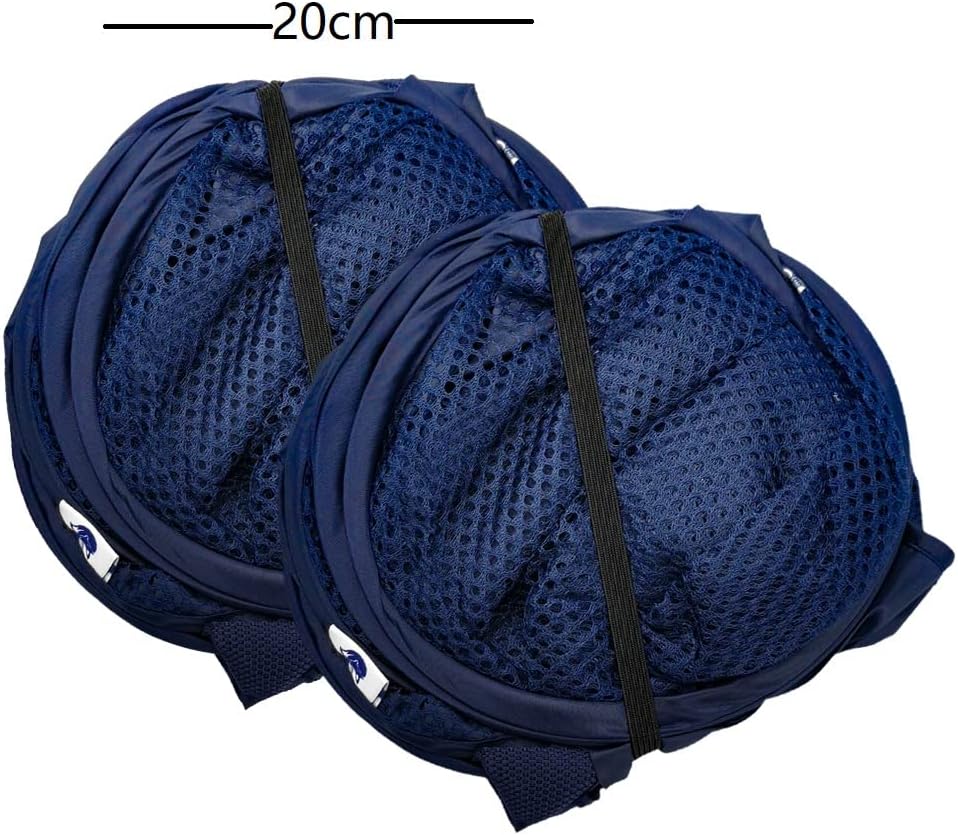 SUPNFOX 2Pack Mesh Collapsible Laundry Baskets, Pop up Laundry Hamper Bins,Folding Washing Basket with Handles for Clothes Tidy Storage-Navy