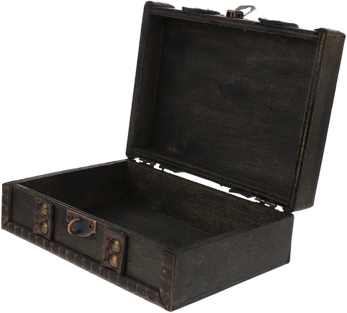 Vintage Wooden Jewelry Box with Lock for Accessories Desk Organization