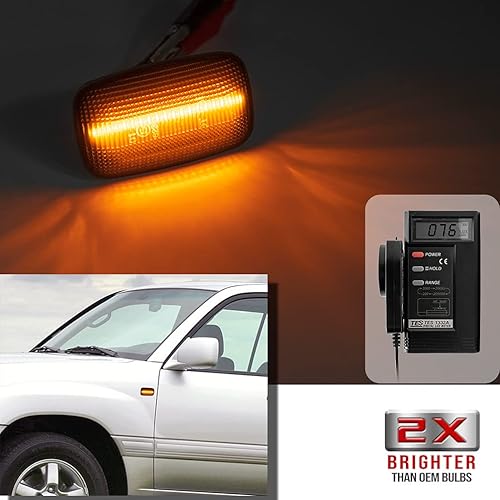 Miniatura 2 de NJSBYL Lámparas LED de marcador lateral para T0yota FJ Cruiser Hilux Land Cruiser 100 Series Prado 90 Series Lexus LX470 Lente ahumada ámbar Led