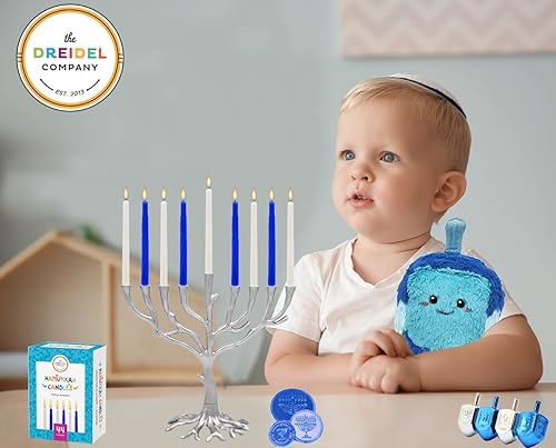 Miniatura 2 de Velas de Menorá de Janucá, 44 velas de Janucá blancas y azules para las 8 noches de Janucá (paquete de 40)