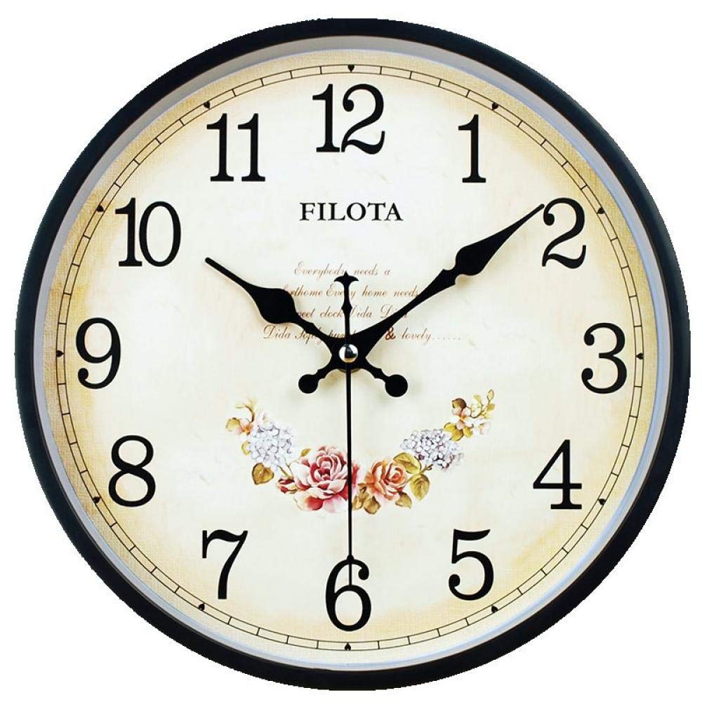 WOOKO Reloj de pared silencioso de cuarzo, no hace tachuelas, funciona con pilas, ultra silencioso redondo, estilo europeo, reloj de bolsillo moderno reloj de pared reloj de cuarzo, A, 35,56 cm