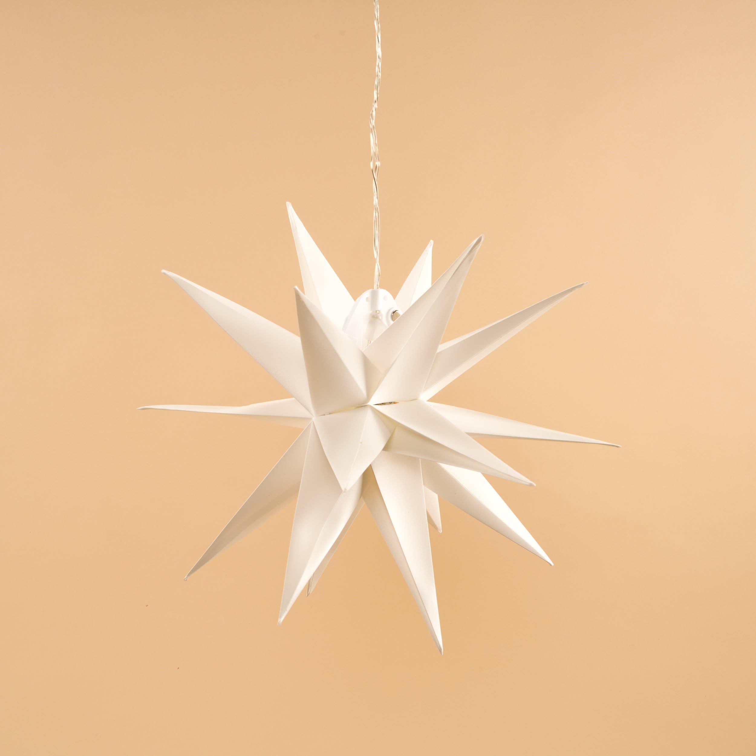 Esotec Solar Weihnachtsstern außen Leuchtstern Outdoor Ø35cm 102573 | Solar Hängeleuchte Ø35cm, 8 LEDs 1800/4000K, bis 10Std., Dauerlicht, 5m Kabel, LiFePO4 Akku wechselbar, Weihnachtsdeko außen