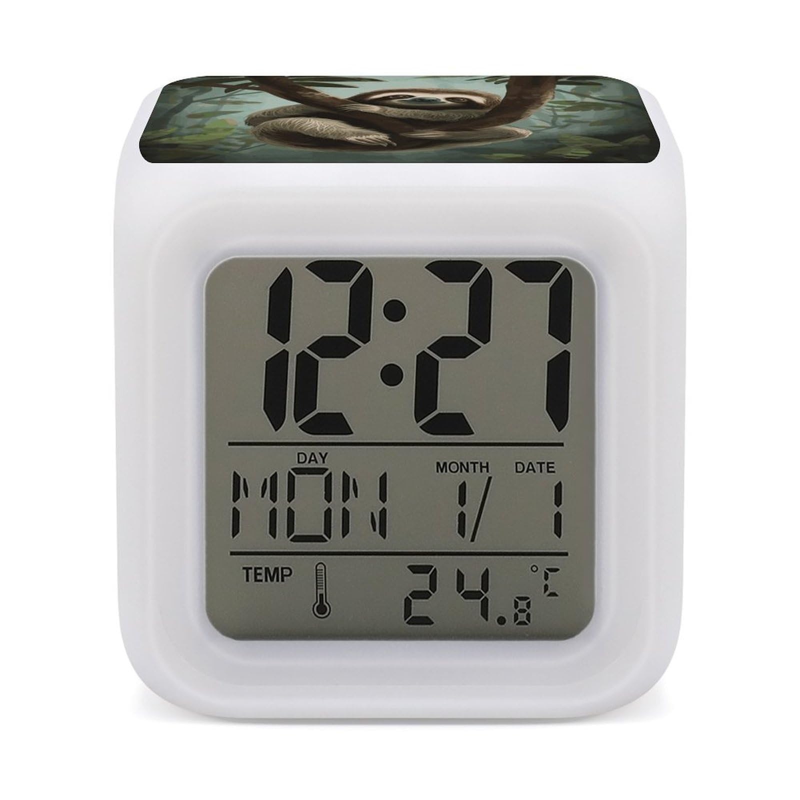 FekiLoot Sloth2 Alarm Clock for Heavy Sleepers Wake Up Digital Clock with 7 Color Changing Night Light Super Loud Digital Alarm Clocks Small Machine Alarm Clocks