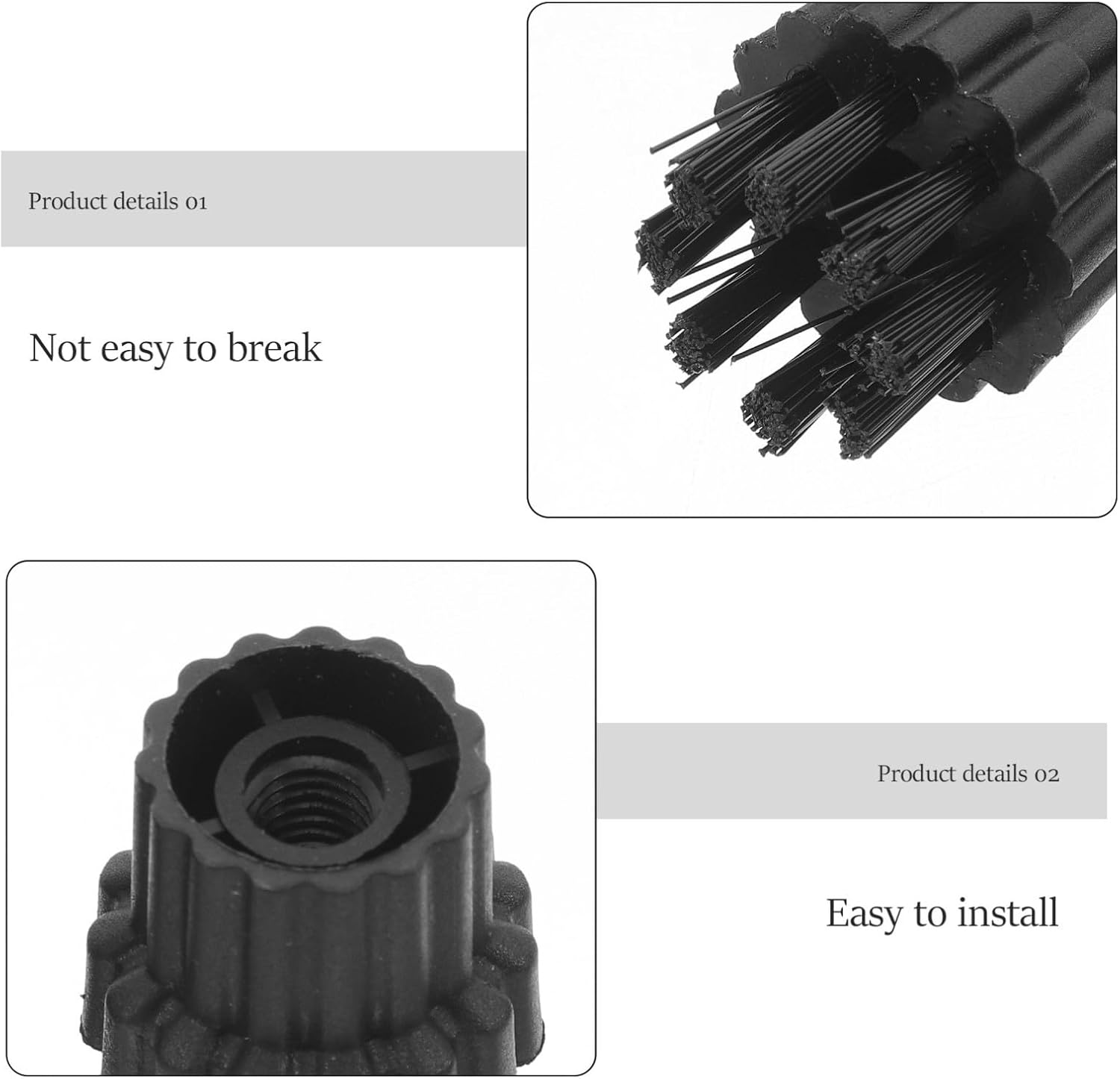 6pcs Steam Cleaner Brush Head Replacement Set with M8 Nylon Bristles, Multi-Purpose Steam Washer Scrub Brushes for Floors, Grout, Upholstery, and Household Cleaning