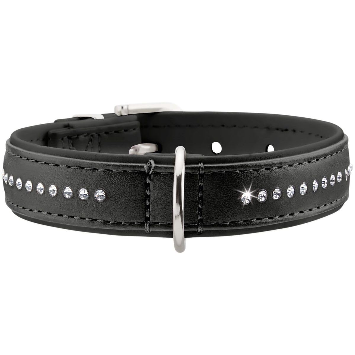 Hunter Collare Modern Art Luxus in Similpelle Nero per Cani 27 cm