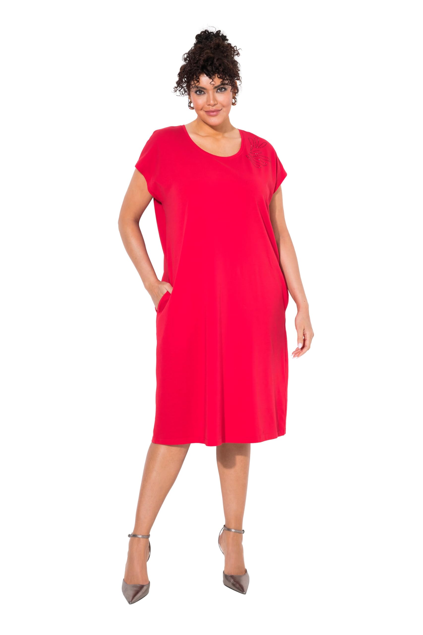Ulla Popken Damen Jerseykleid, Hotfix Detail Am Ausschnitt Jerseykleid, Hotfix Detail am Ausschnitt