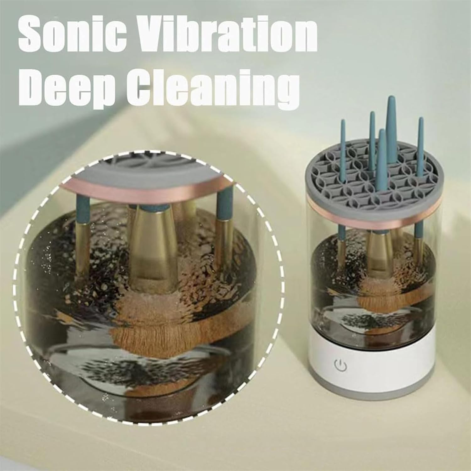 Cozy Luna, The Cozy Luna Brush Cleaner, Automatic Cozy Luna Brush Cleaner, Beauty Swirl Cosmetic Brush Cleaner, Deep Spinning Cleaner, set di pennelli da trucco (2 pezzi, bianco)