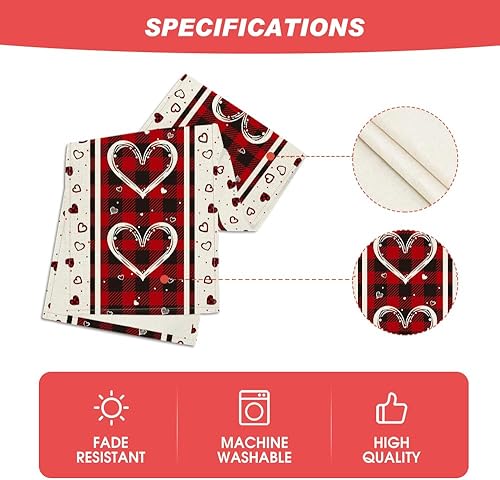 Miniatura 5 de Artoid Mode Buffalo - Camino de mesa para el día de San Valentín diseño de corazones de amor a cuadros decoración de mesa de comedor de cocina de