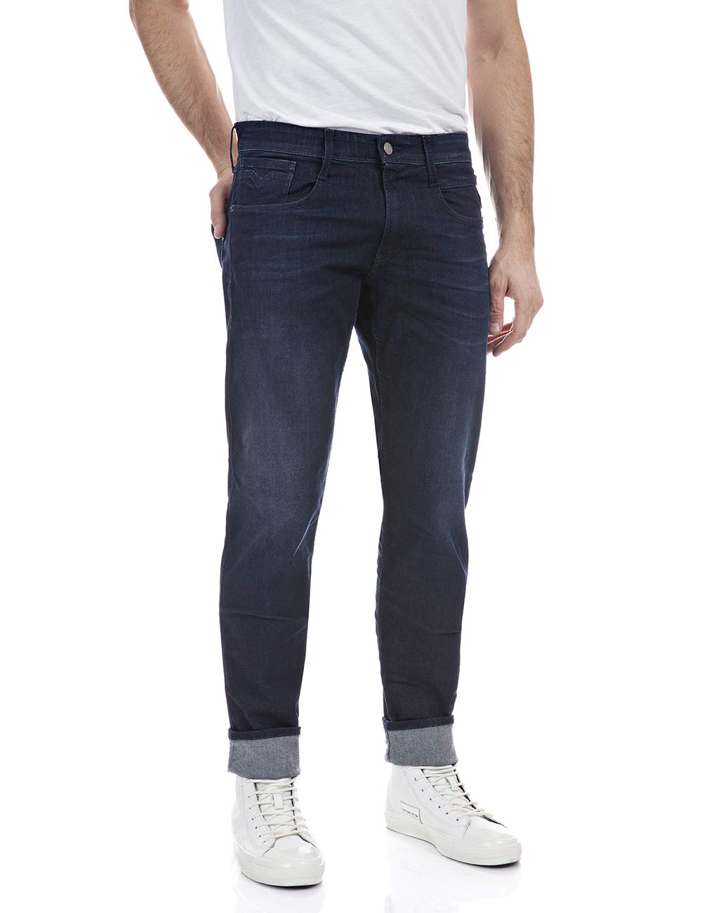 Replay Men's Dark Blue 007 Jeans With Power Stretch, Blue (Dark Blue 007), Large