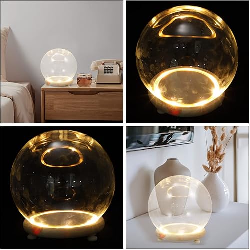 Miniatura 2 de Cristal transparente Cloche Globe Display Dome Bell Jar con base de madera terrario recuerdo globo con luz para plantas suculentas 10X10cm