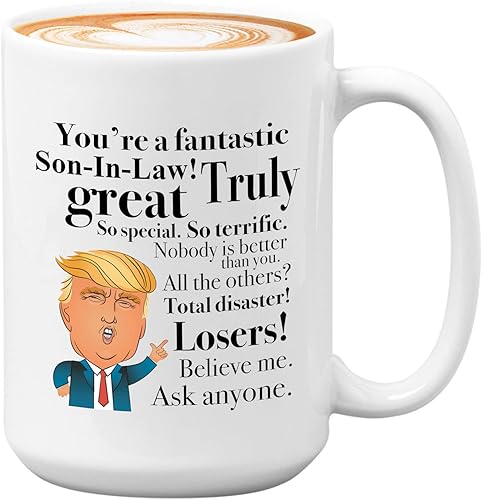 Taza de café de 15 onzas, color blanco, divertidas tazas de Trump para cumpleaños, aniversario, San Valentín, ocasiones especiales, presidente