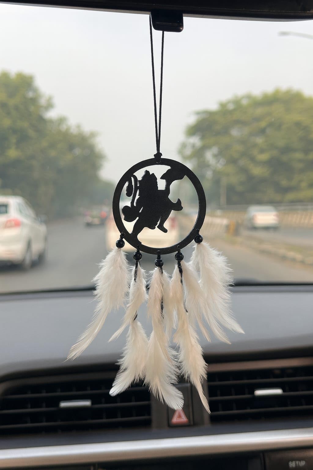 Shiva Dream Catcher for Car Hanging | Spiritual Rear View Mirror Hanging with Feathers | Protective Evil Eye Dreamcatcher for Home & Car (1, Hanuman)-image-41