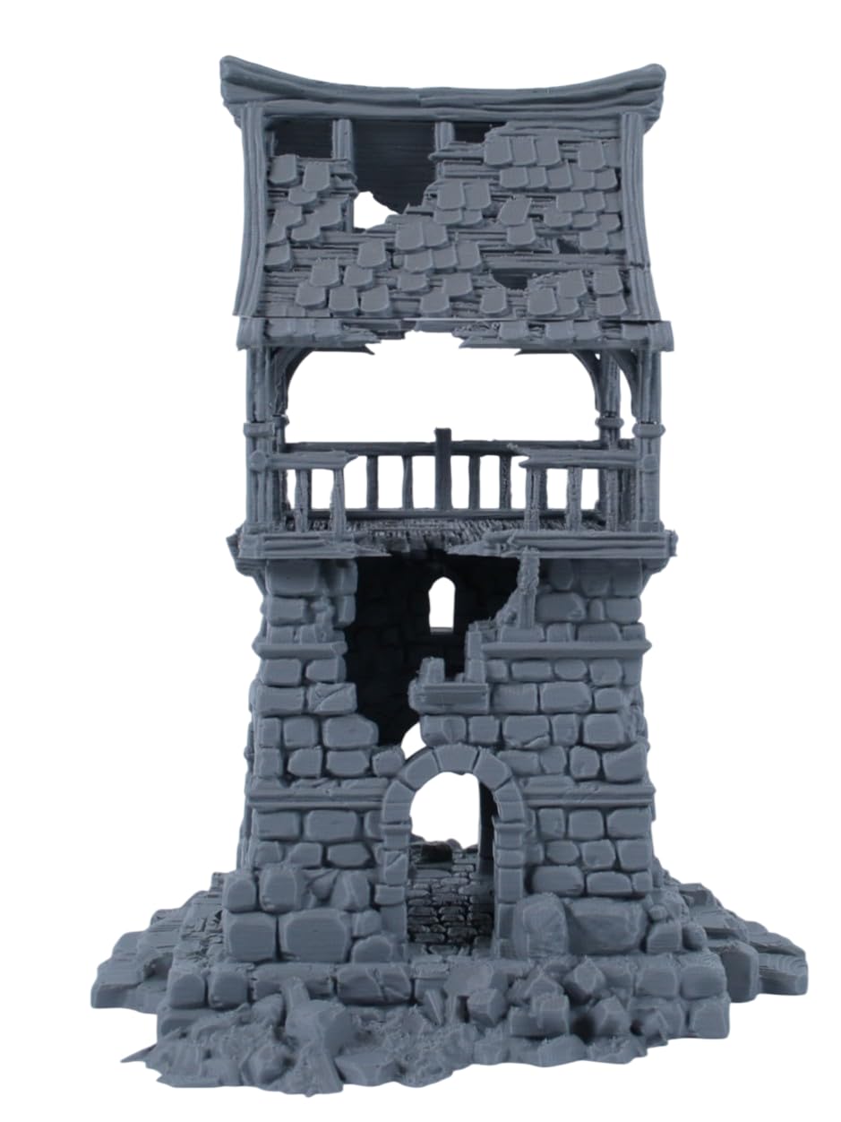 Torre di guardia rovinata – kit di rovine di pietra medievale grigia (fai da te) per dungeon e dragon, pathfinder e wargaming