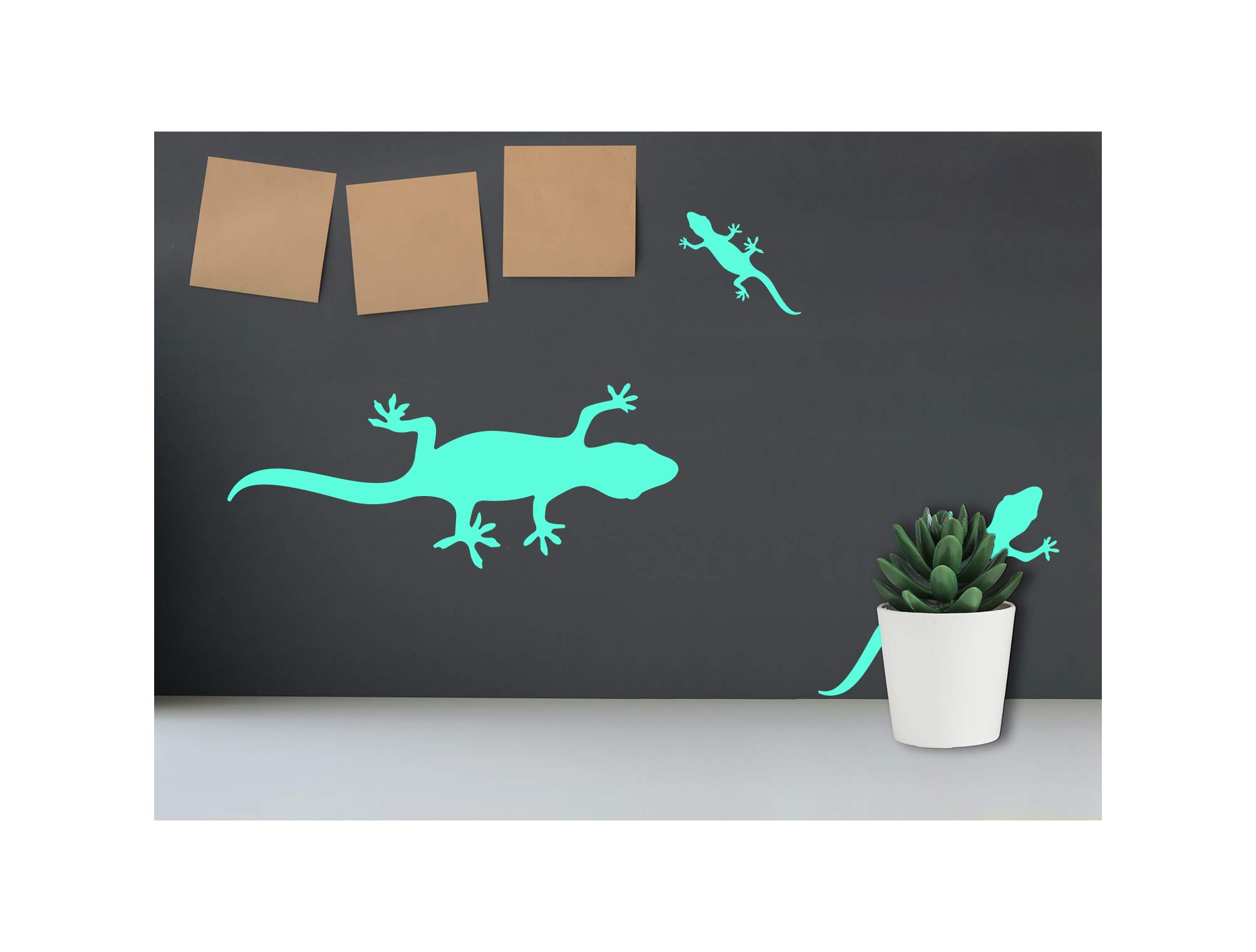 StickerDeen | Gecko Lizard Shape Style Decoration Removable Furniture, Nursery, Bedroom Wall Art Vinyl Decal Stickers Gift | (Pack 26) (Mint)