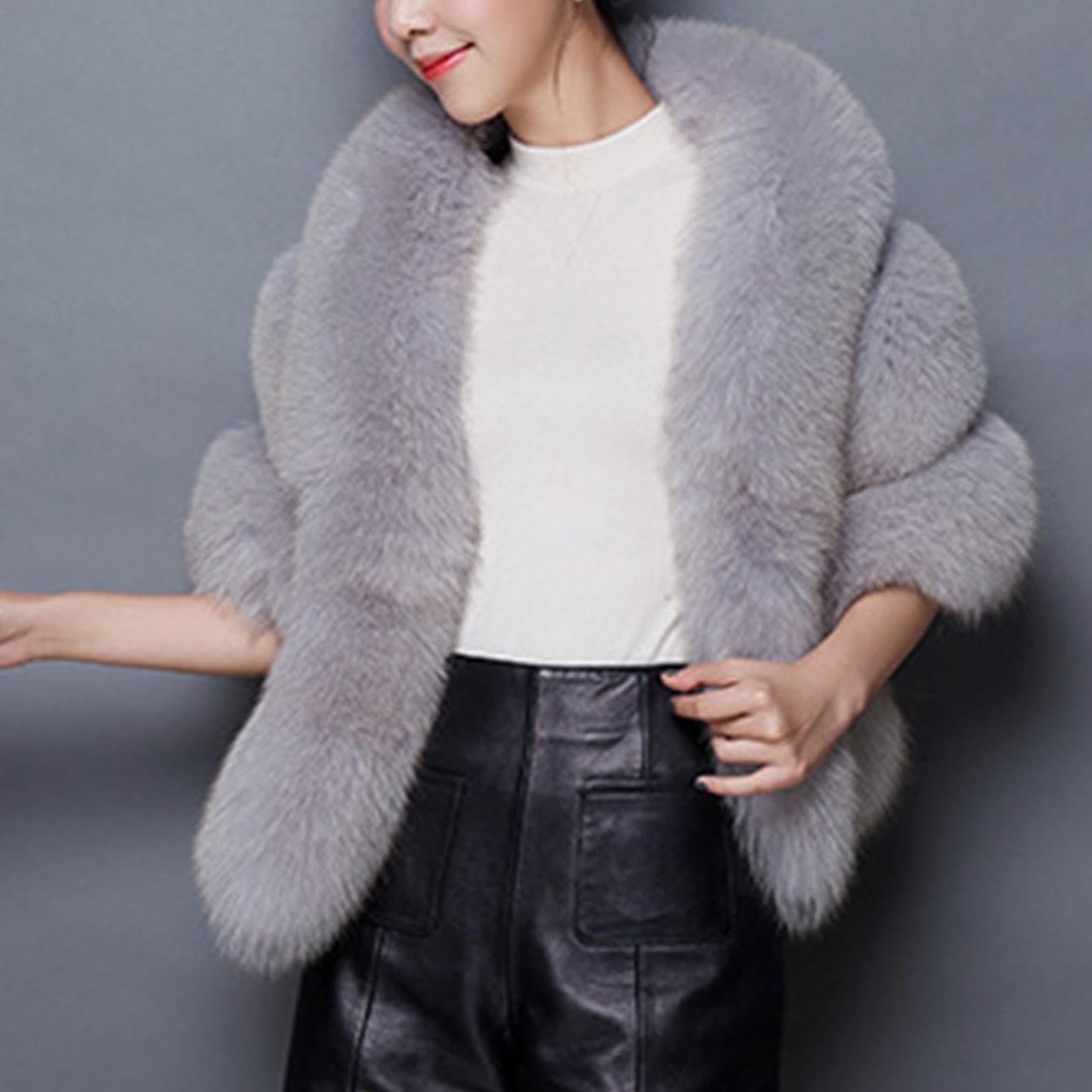 Generisch Cappotto Sherpa, sciarpa in pelliccia sintetica, calda sciarpa