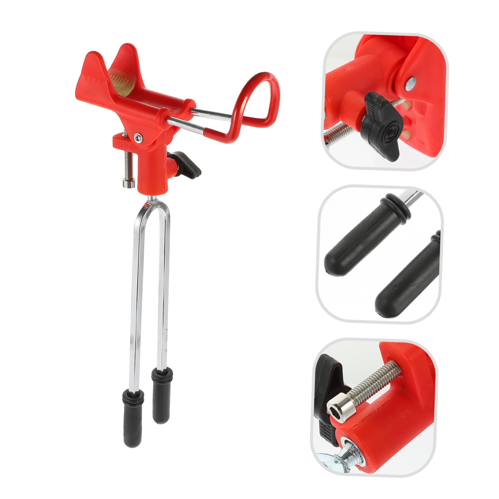 Support de Canne à Pêche de Sol 2 Pièces, Métal Nylon, Rouge