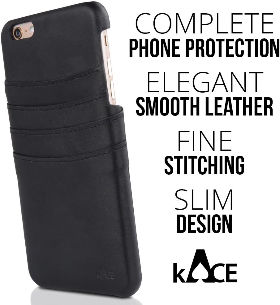 iPhone 6s plus case (5.5" display) Leather Black Wallet Card Holder Case By Kace …