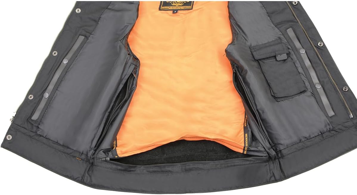 Milwaukee Leather SOA Men's Naked Cowhide Leather Vest MLM3510 Zipper/Snap Front w/ 2 Gun Pockets