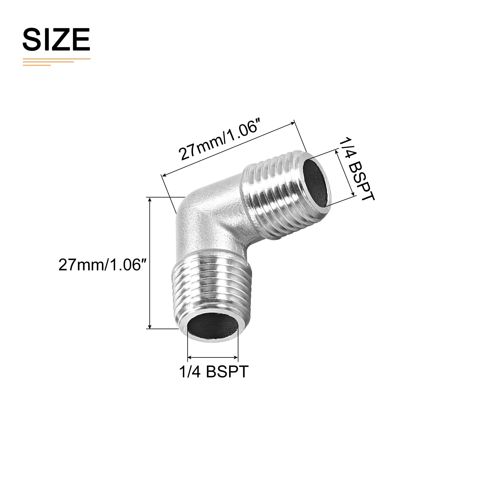 DTGN 1/4BSPT x 1/4BSPT(Male x Male) 90 Degree Pipe Fitting, 2Pack, Good for Water Pipe System - Image 2