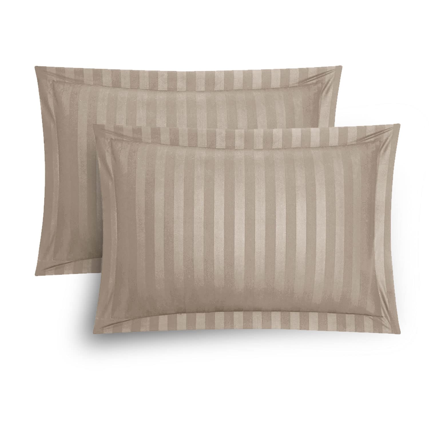 Stripe Satin Oxford Pillowcases 2 Pack Luxury Hotel Quality Premium Breathable, Soft & Cosy Protectors, Mink