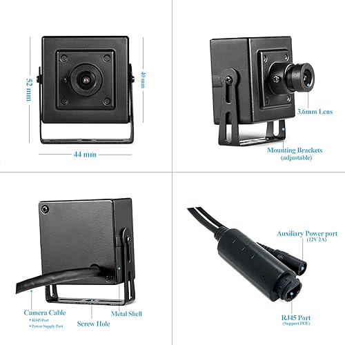 Miniatura 6 de Mini cámara IP POE de 5 MP, cámara de seguridad pequeña UltraHD para interiores, lente de 0.142 in (75  FOV), H.265H.264, aplicación para teléfono