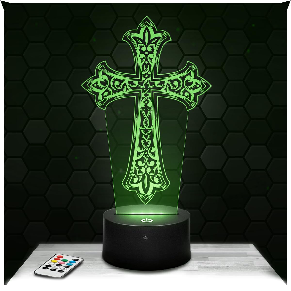 Lampephoto.fr - Christ Cross Religion 3D Lamp Gift Idea for Catholic Decor, Office, Living Room, Christian Christmas, Led Bedside, Merchandising, Gift idea Man Woman TOP