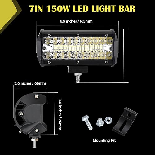 Miniatura 2 de Cápsulas de luz LED de 7 pulgadas, barra de luz LED de 150 W, luces de trabajo de inundación, barra de luz de triple fila, iluminación de conducción