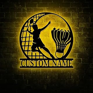 Custom Badminton Metal Sign with LED Lights, Personalized Badminton Metal Sign, Custom Badminton Name Sign, Badminton Neon Metal Wall Décor Sign MT19-2611.1.8