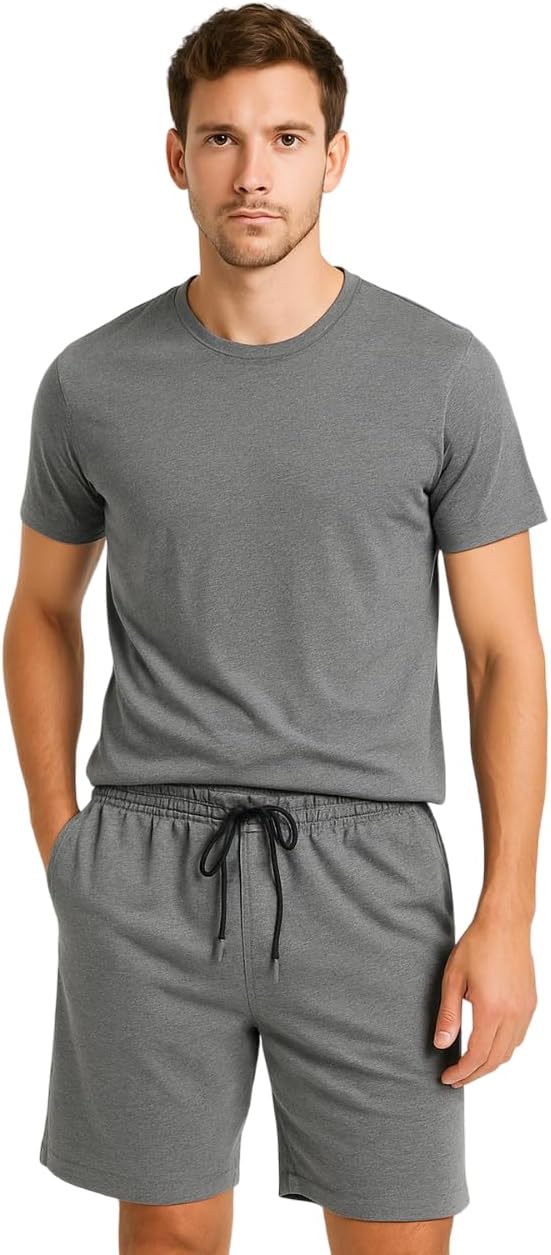 Rock Rivet Men’s Outfits Plain Tracksuit Suit Set 2 Piece Crew Neck Shirt & Short Summer Activewear Sweatsuits