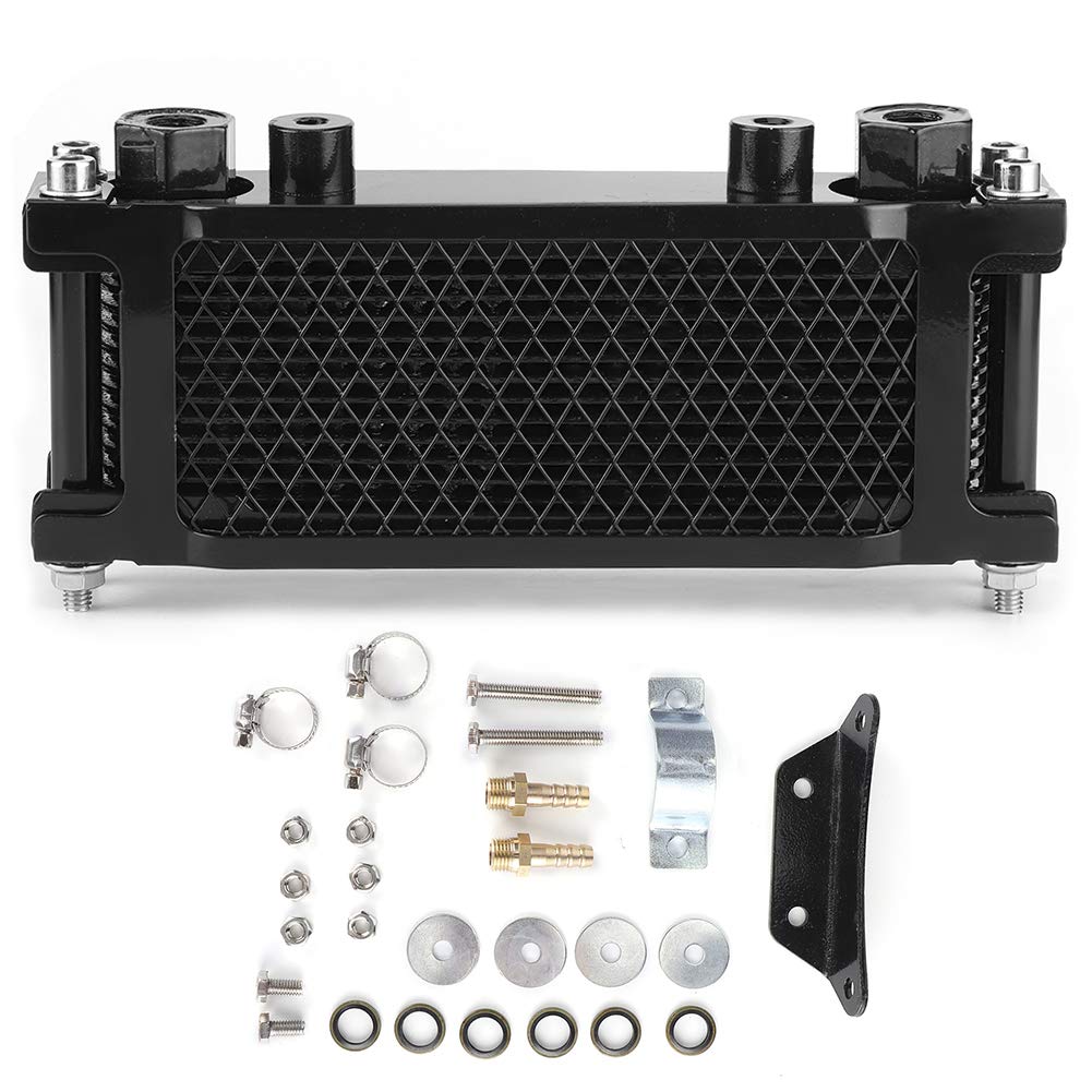Qiilu Enfriador de Aceite del Motor, Enfriador de Aceite del Motor Kit de radiador de enfriamiento Universal Apto para Monkey Car Off-Road ATV Motocicleta de 4 Ruedas