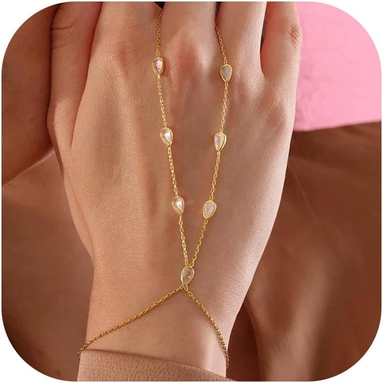 Hand Chain Bracelet for Women Dainty Gold Bracelets Ring Bracelet Hand Chain Hand Jewelry Gifts for Women Trendy