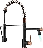 Vista 16 de Grifo de cocina negro mate con rociador, AIMADI - Grifo de cocina comercial, de una sola manija, con rociador desplegable de un solo orificio